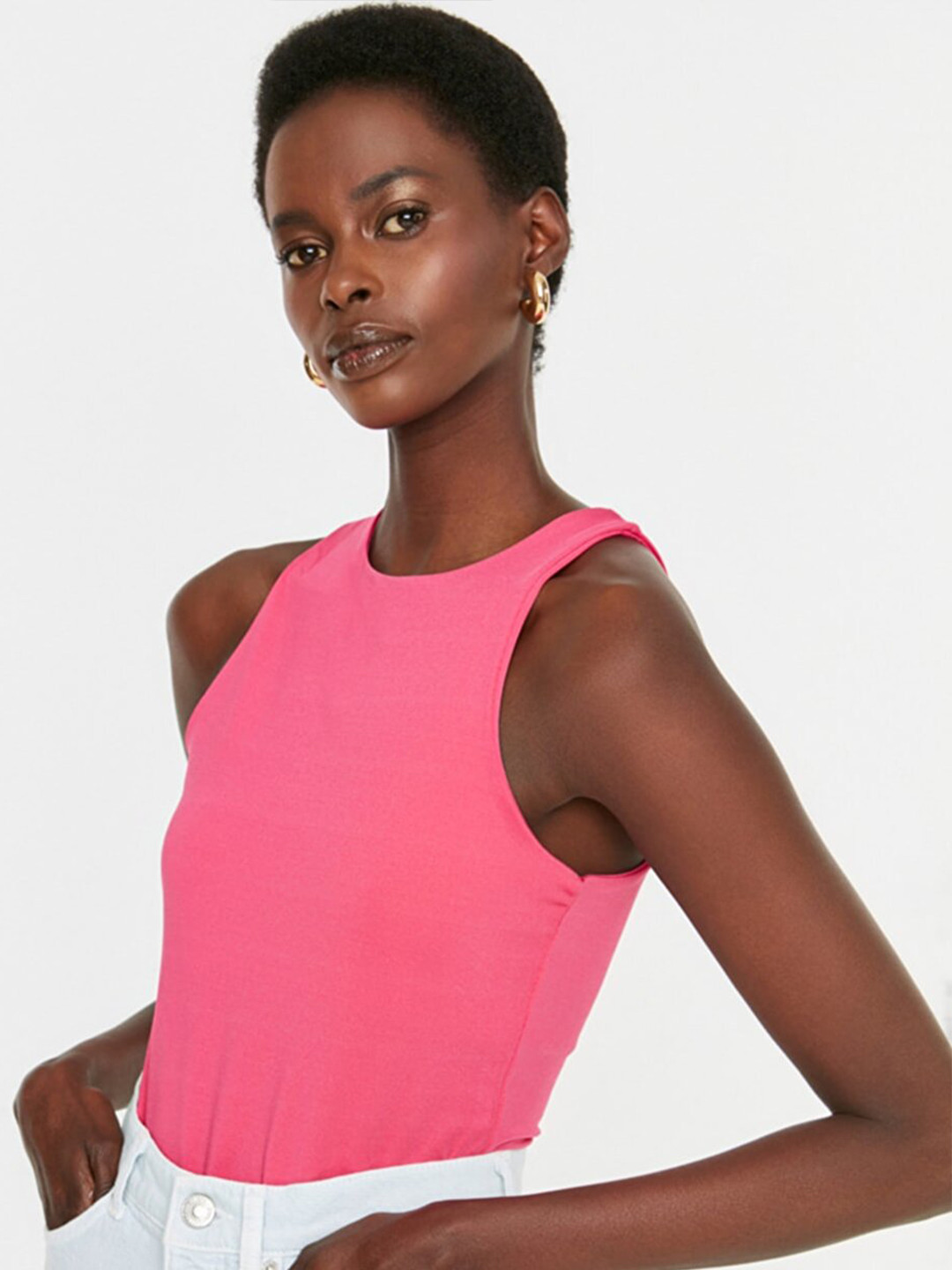 Trendyol Women Pink Solid Tank Top