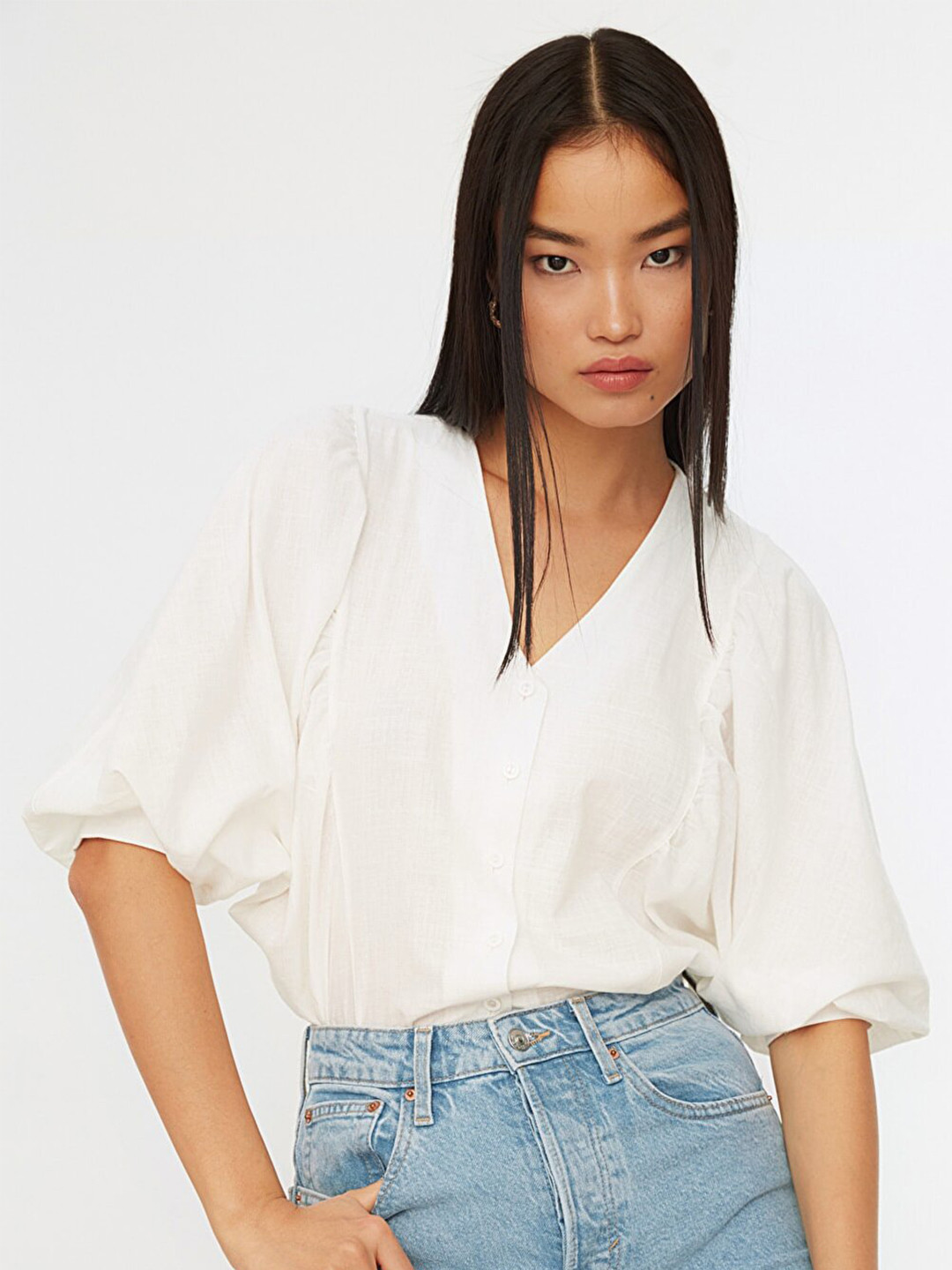 Trendyol White Shirt Style Top