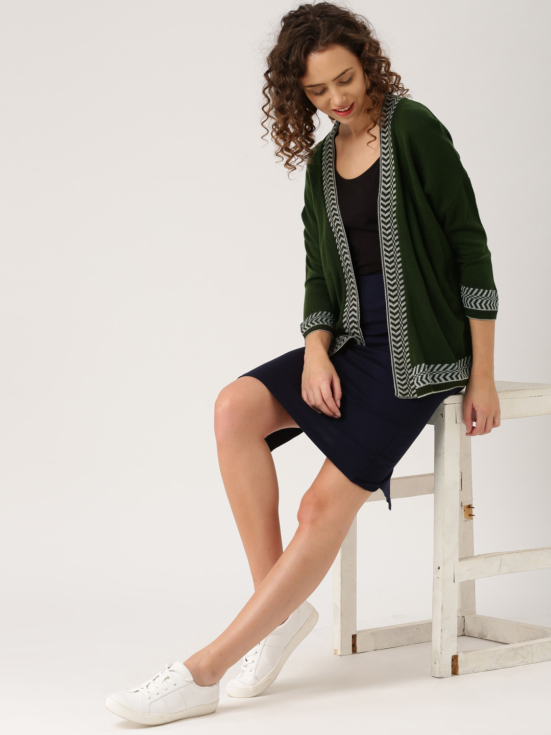 olive green long shrug