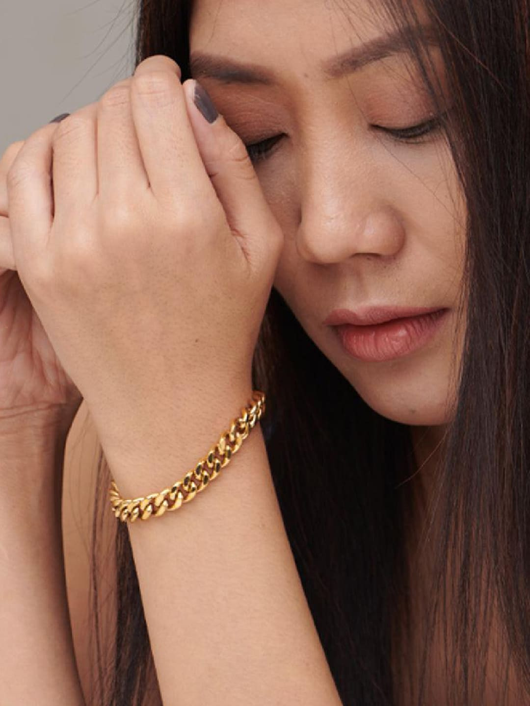 PALMONAS Women 18k Gold-Plated Link Bracelet