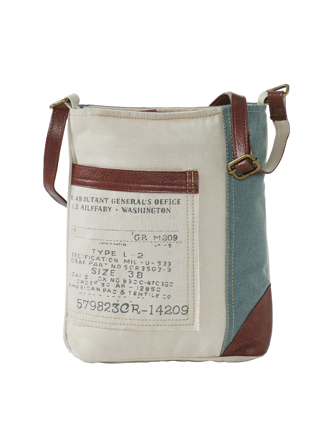 Mona B Green Solid Canvas Crossbody Vintage Sling Bag