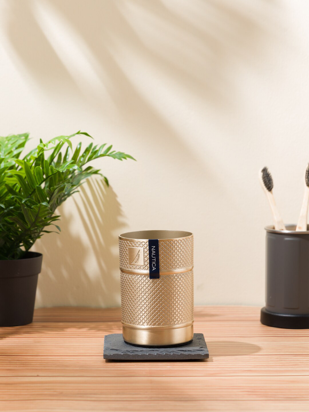 Nautica Gold-Toned Textured Stainless Steel Bath Accessories