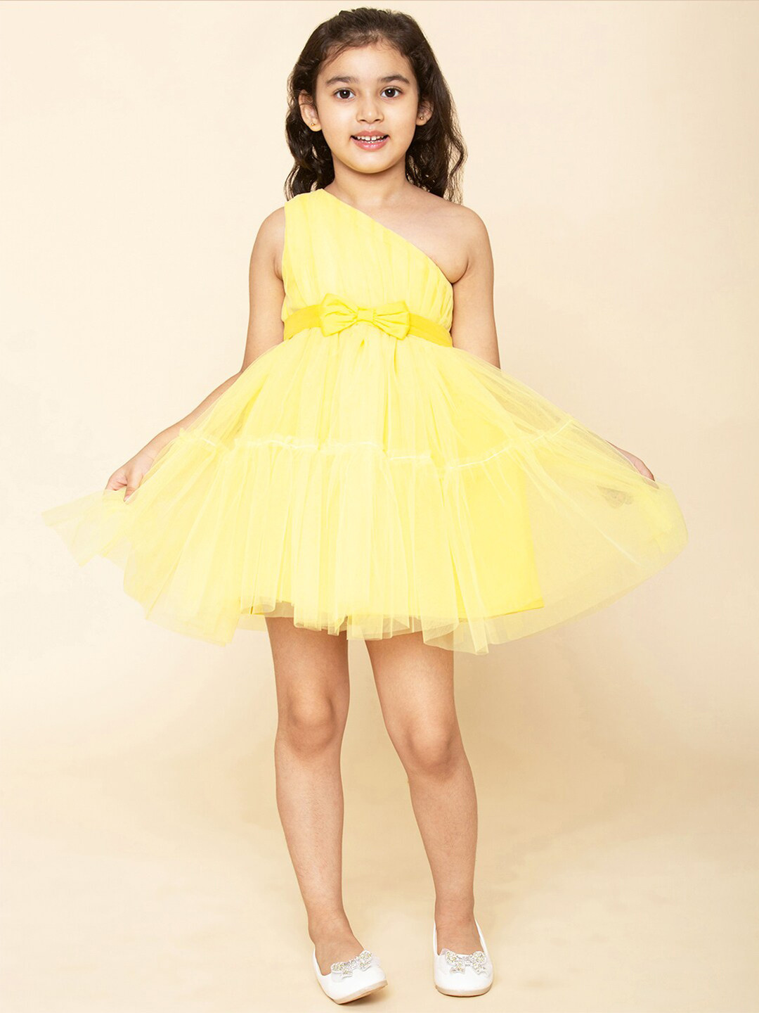 A T U N Yellow One-Shoulder Dress