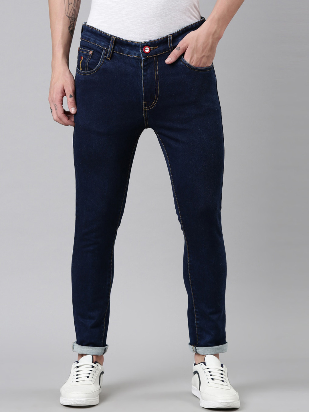 CINOCCI Men Blue Jean Slim Fit Stretchable Cotton Jeans