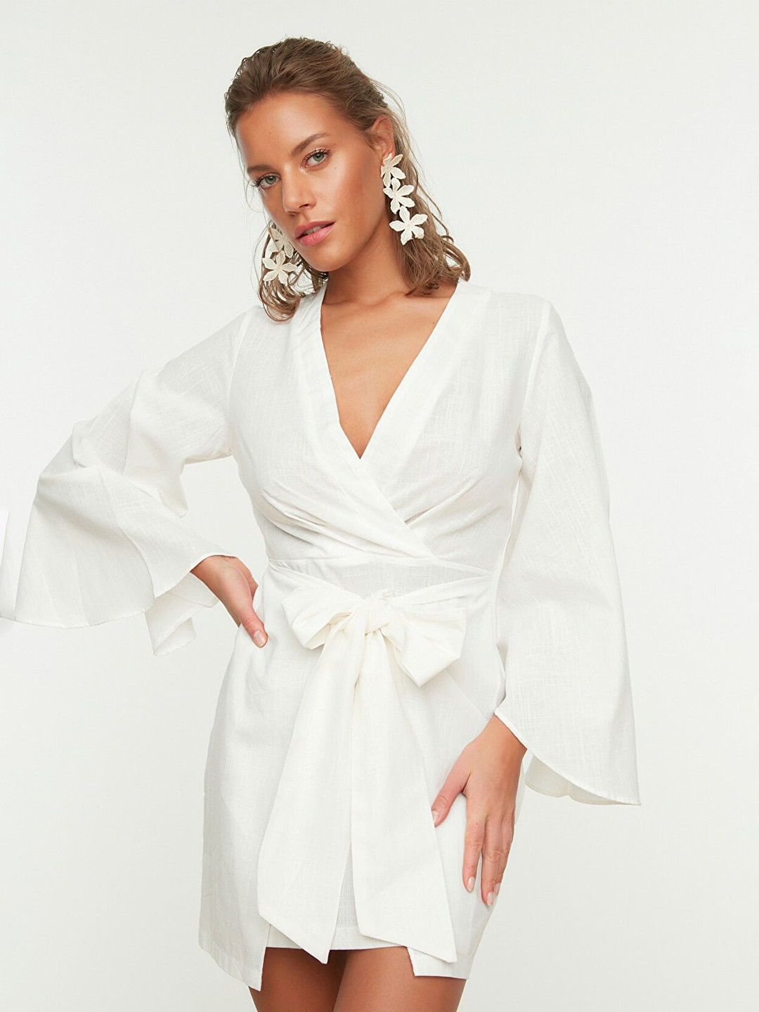 Trendyol White Solid Mini Dress