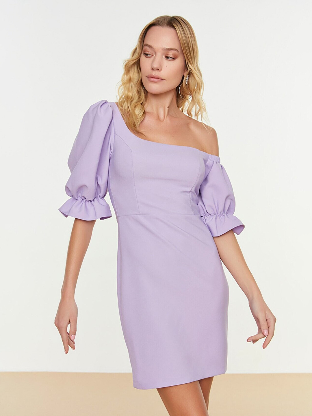Trendyol Violet One Shoulder Sheath Dress