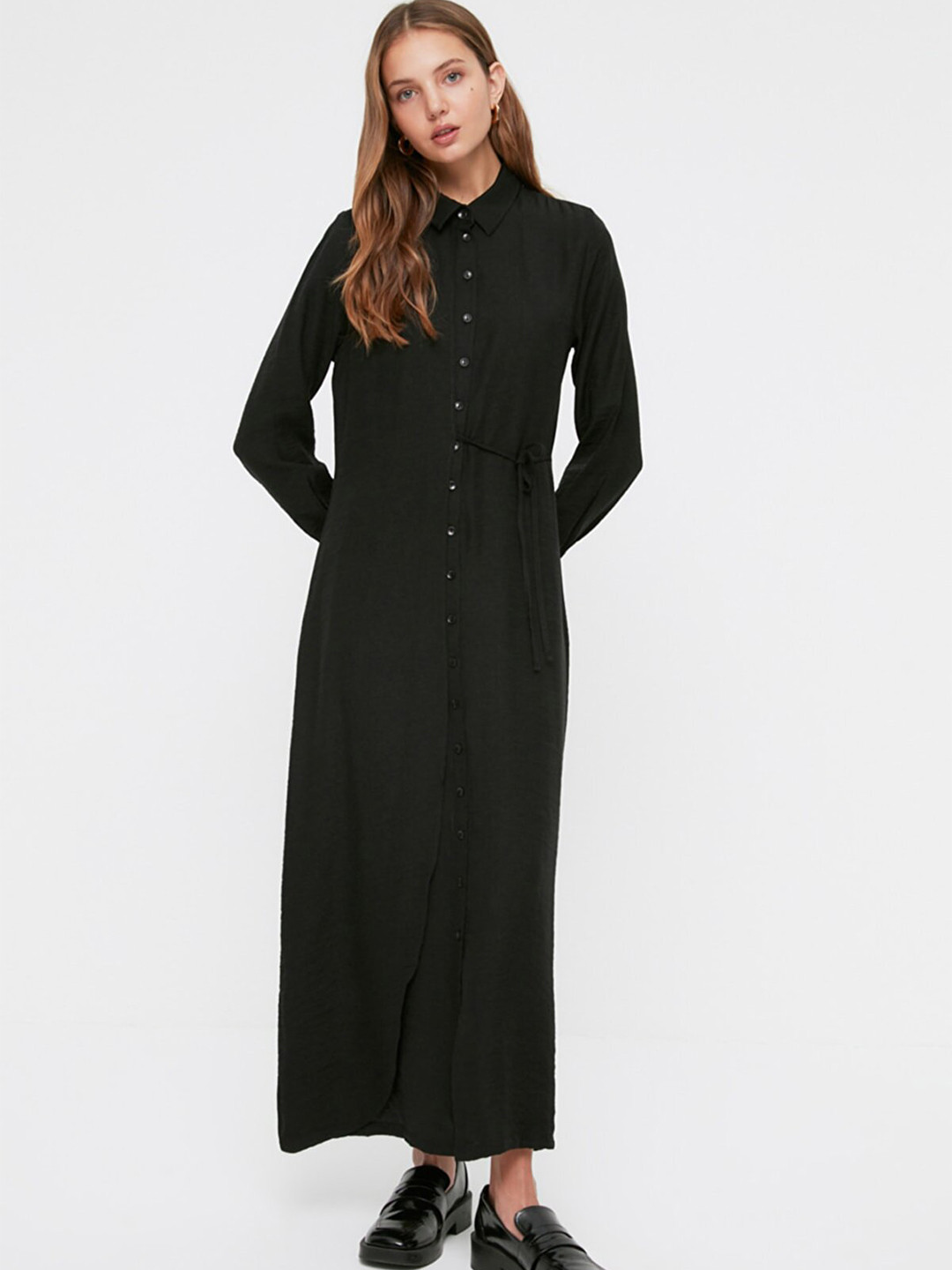 Trendyol Women's  Black Shirt Maxi Dress