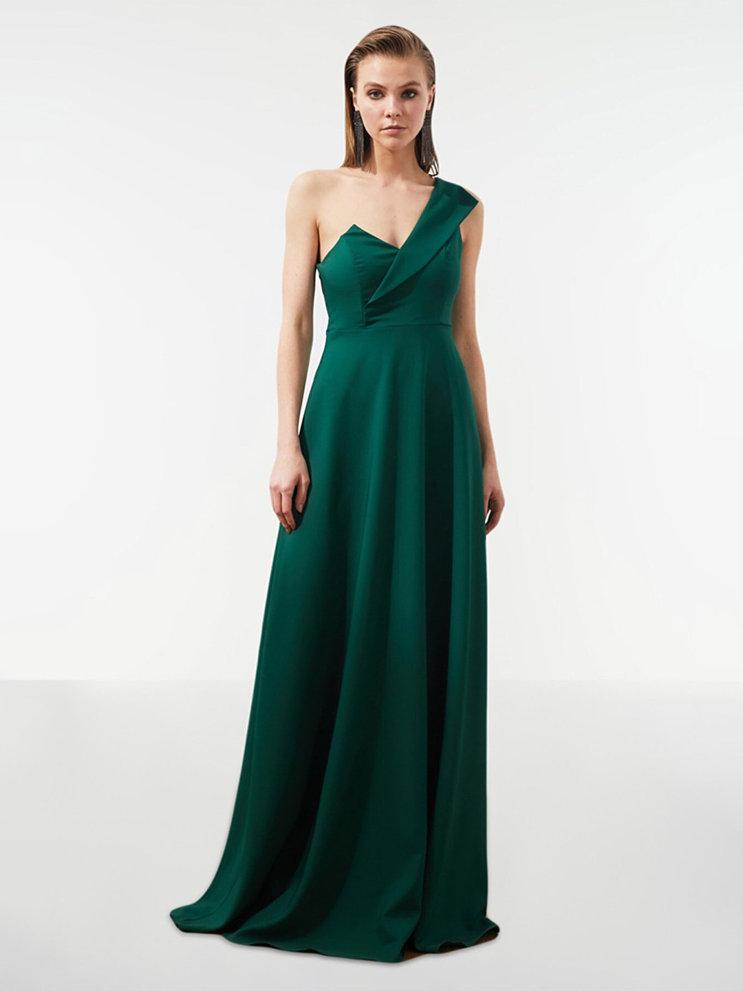Trendyol Green One Shoulder Maxi Dress