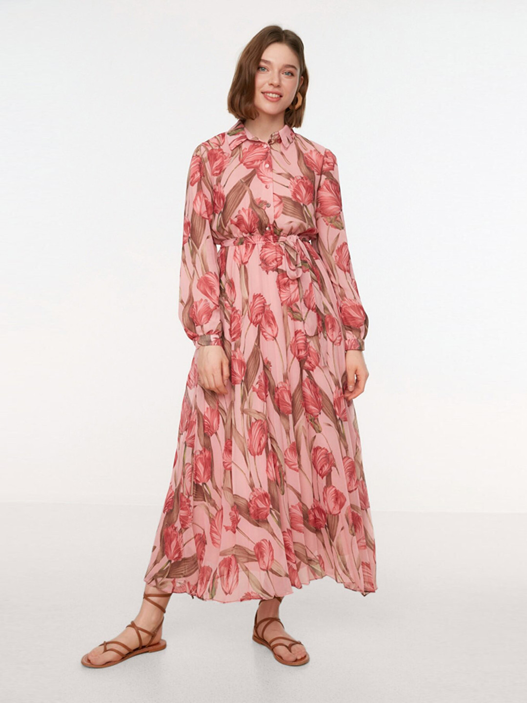 Trendyol Pink Floral Maxi Dress