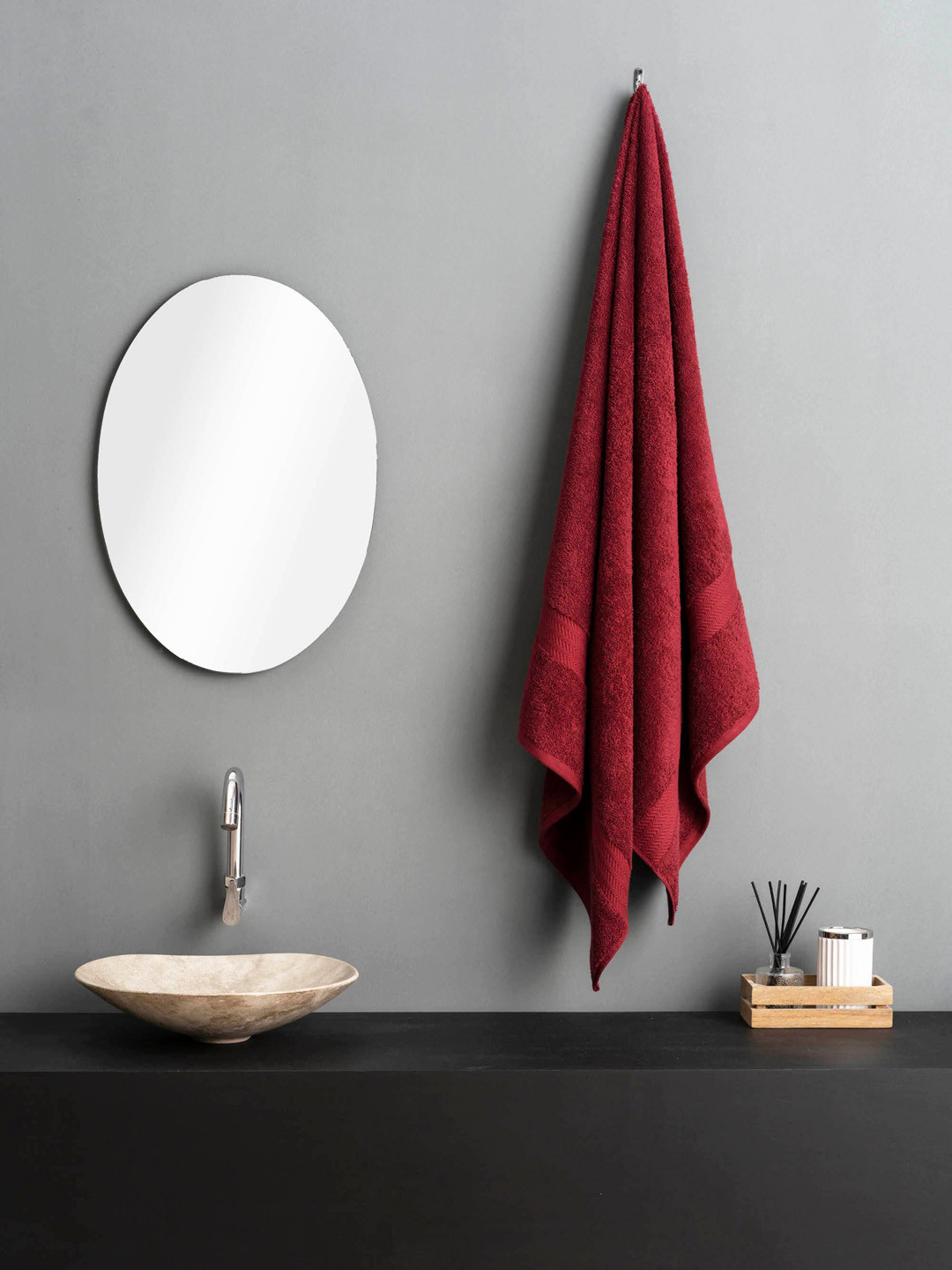 DDecor Magenta Solid Cotton 500GSM Super Soft Adult Regular Bath Towel-59x30In