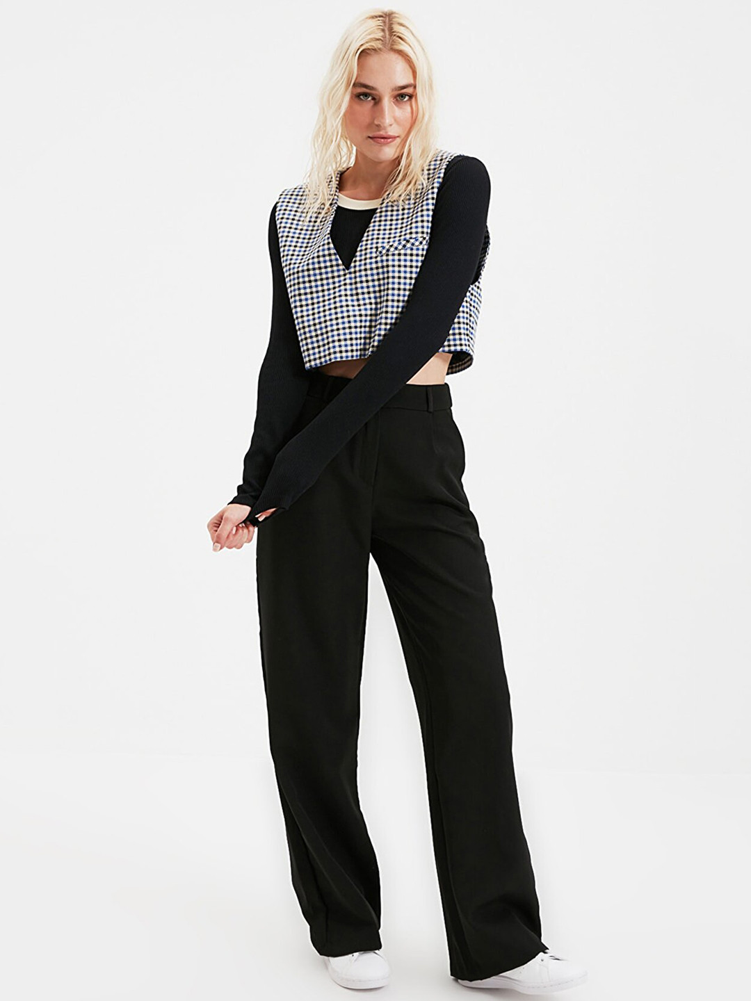 Trendyol Women Black Parallel  Trousers