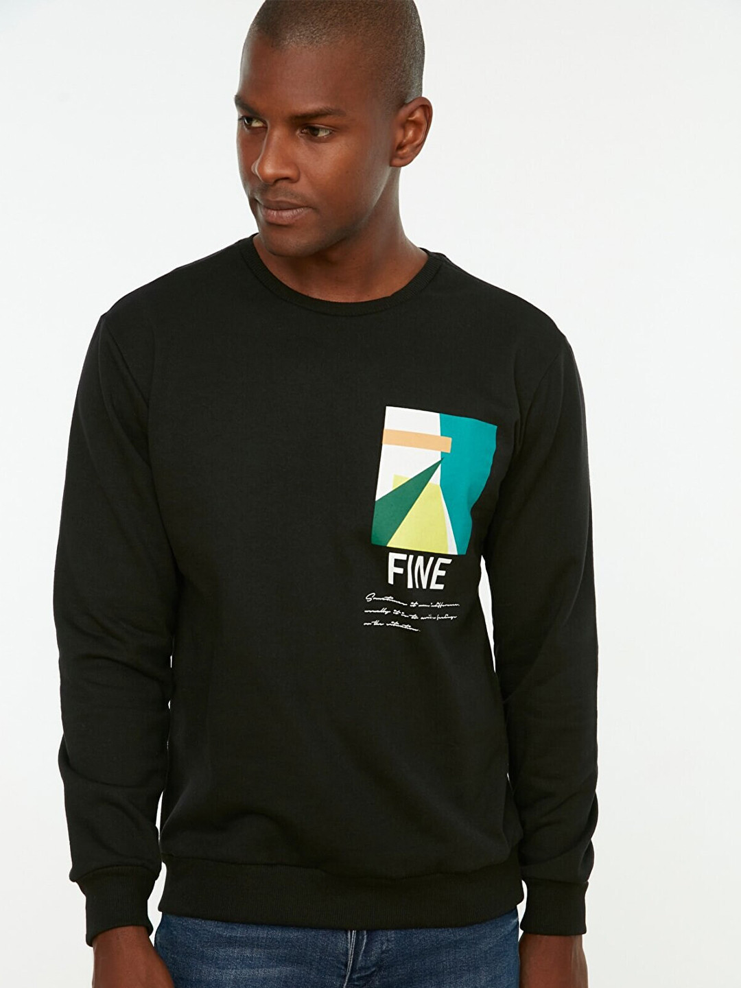 Trendyol Men Black Printed Sweatshirt