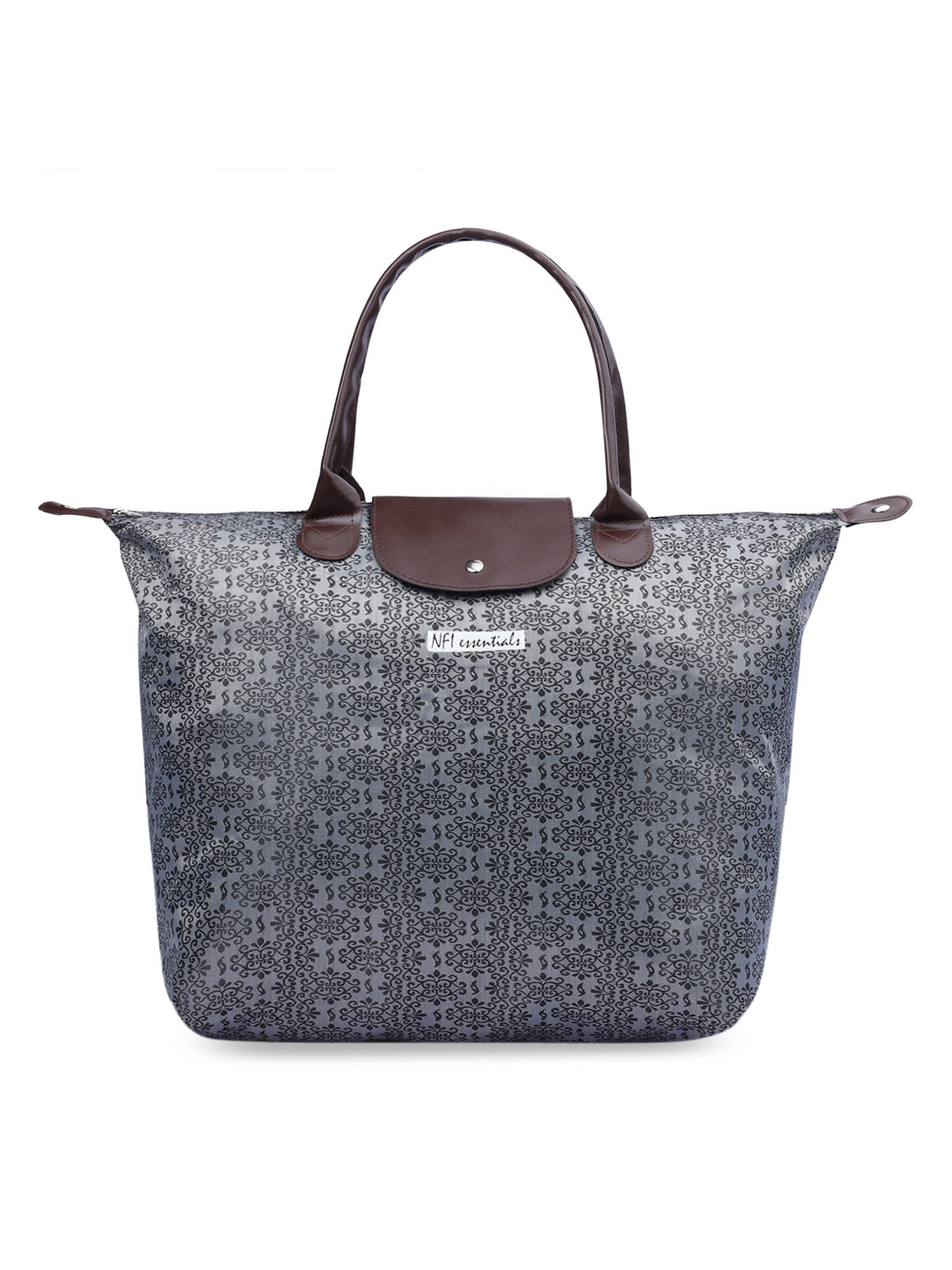 NFI essentials Grey Printed Oversized Shopper Tote Bag With Tasselled