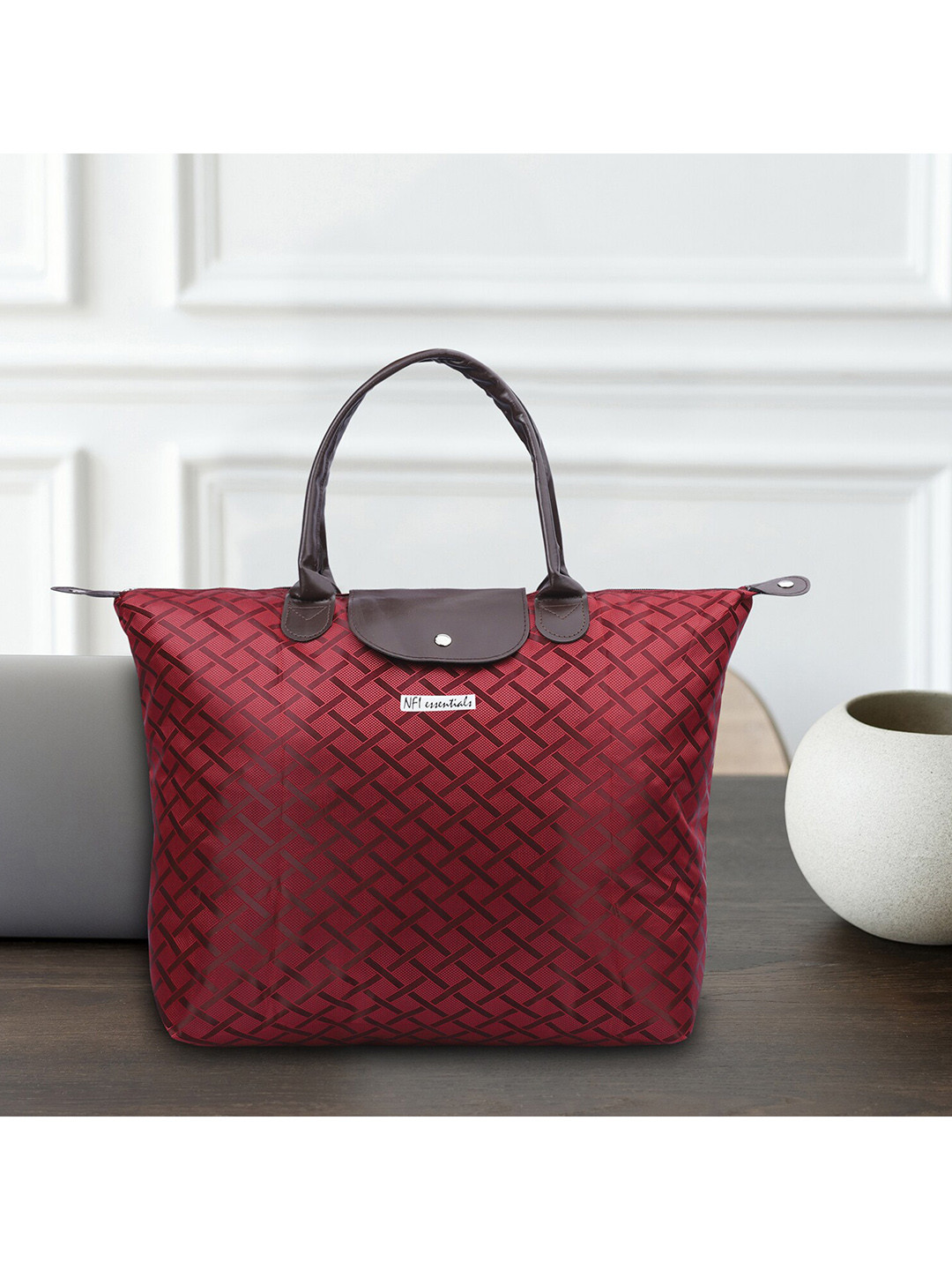 NFI essentials Red Printed Oversized Shopper Handheld Bag
