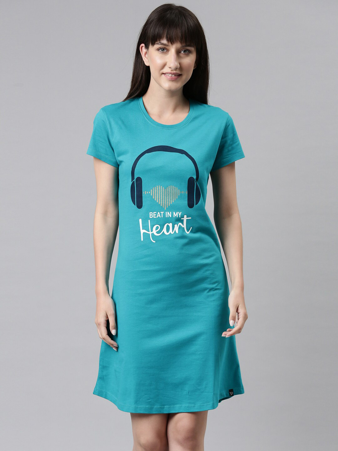 TWIN BIRDS Blue Printed Nightdress