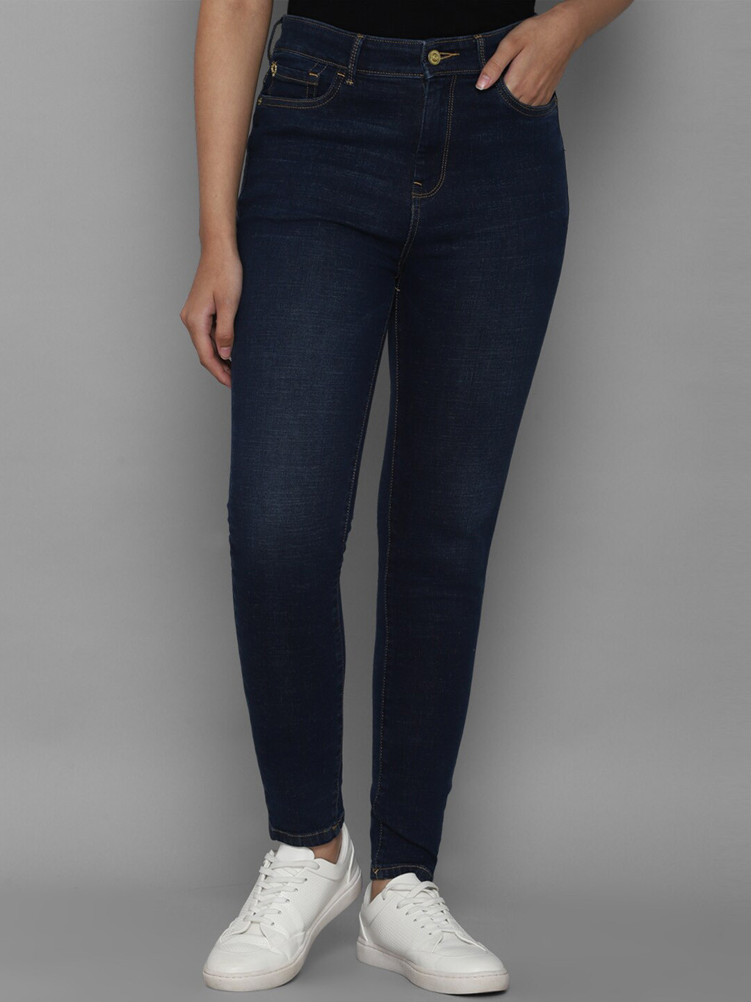 Allen Solly Woman Women Navy Blue Skinny Fit Cleanlook Jeans