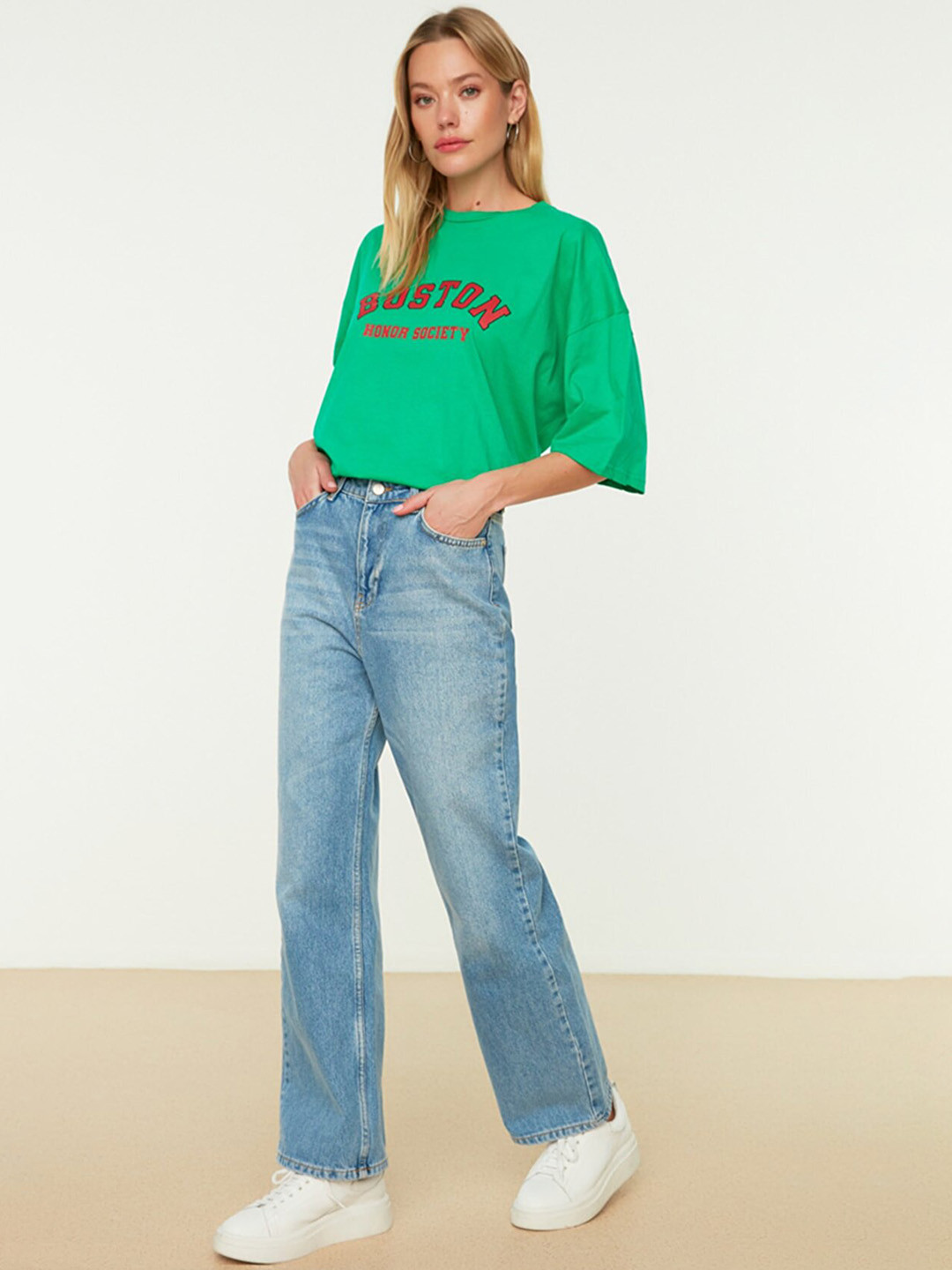 Trendyol Women Low Distress Light Fade Cotton Jeans