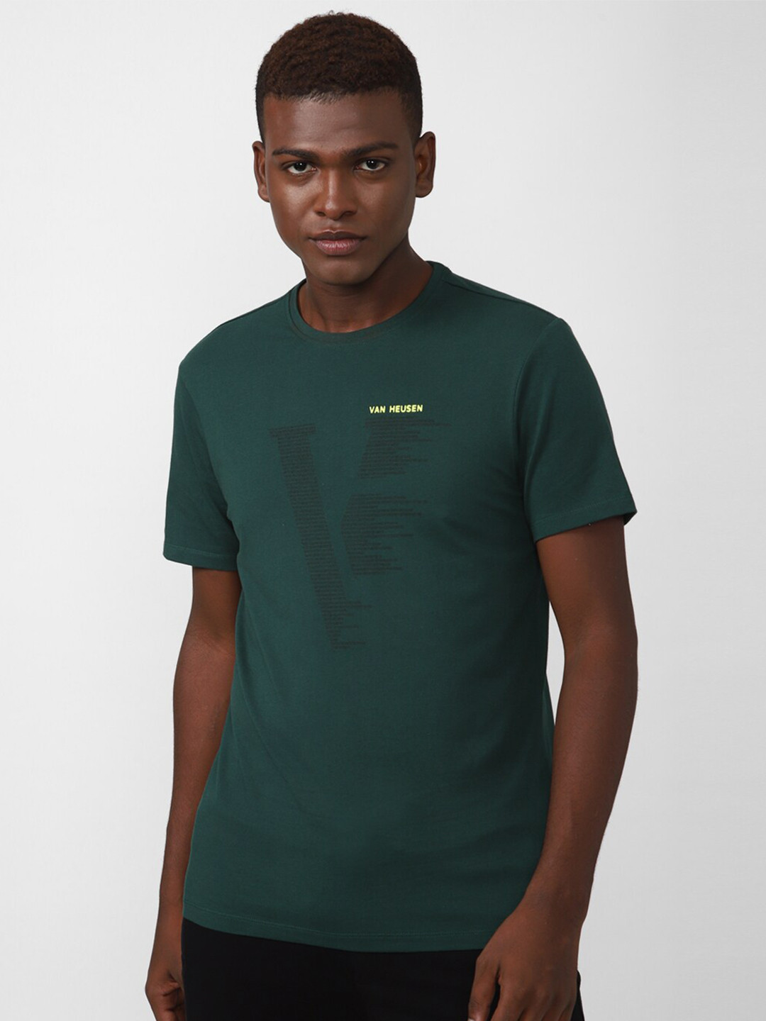 Van Heusen Flex Men Green Slim Fit Sports T-shirt
