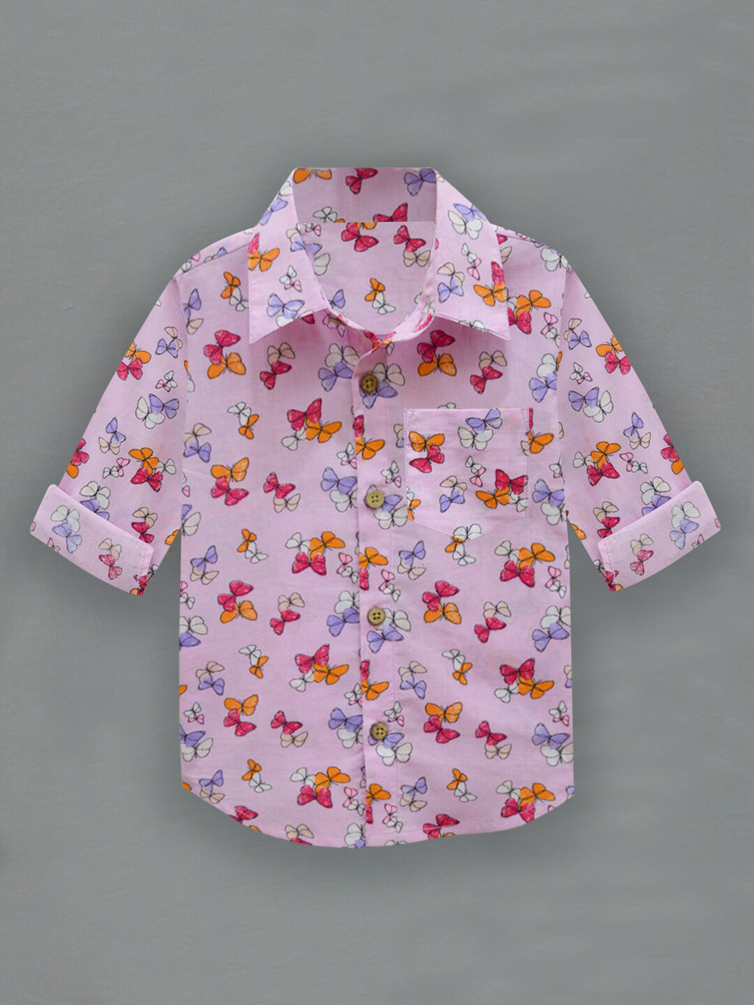 A T U N Boys Pink Classic Printed Casual Shirt