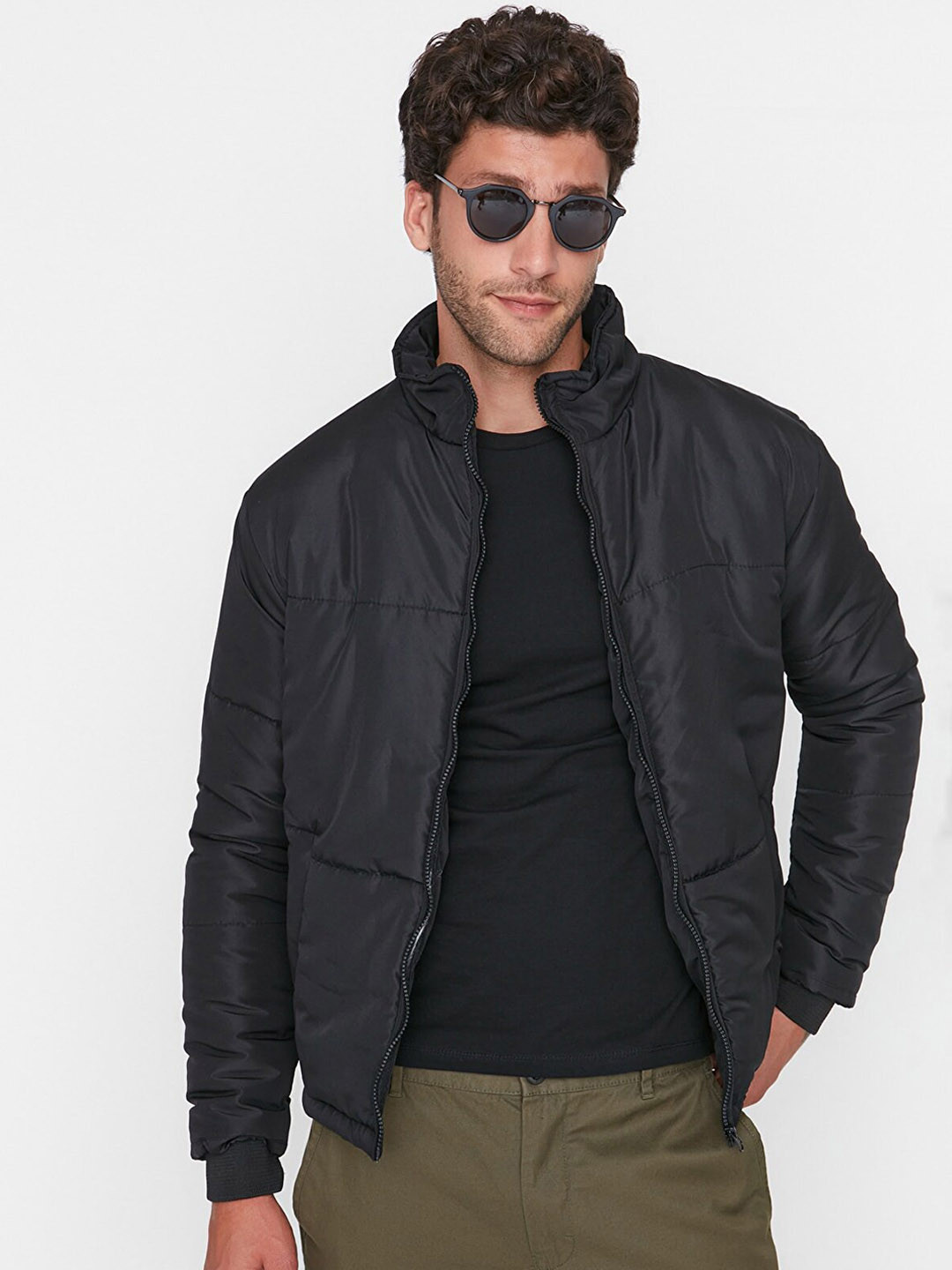 Trendyol Men Black Solid Padded Jacket