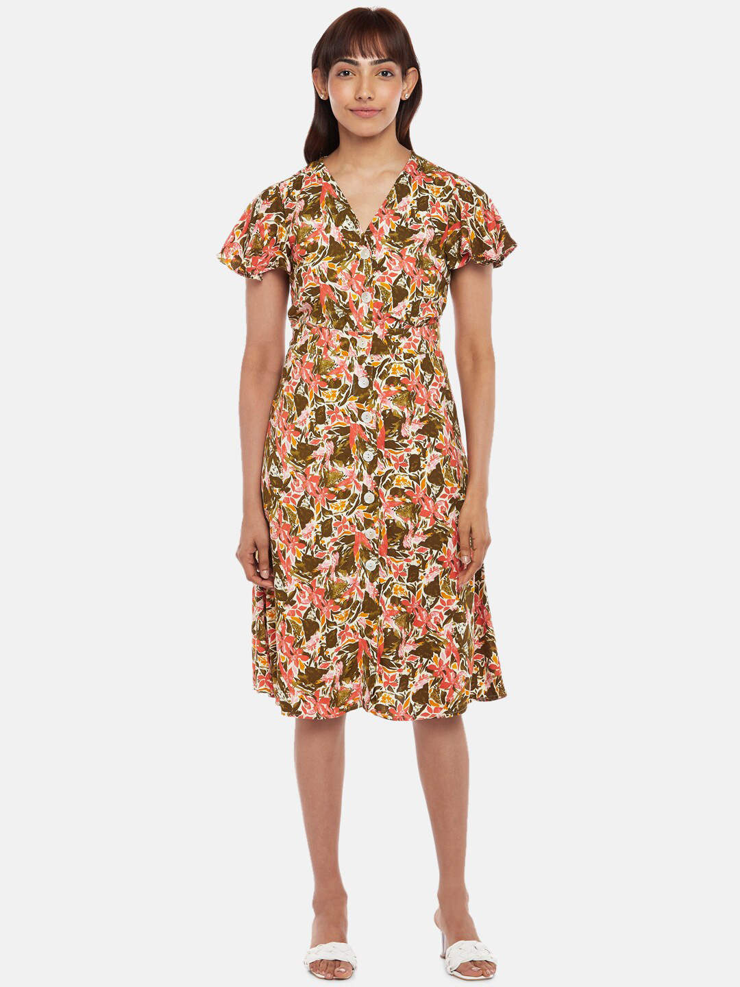 Honey by Pantaloons Women Multicolored Viscose Rayon Floral Dress