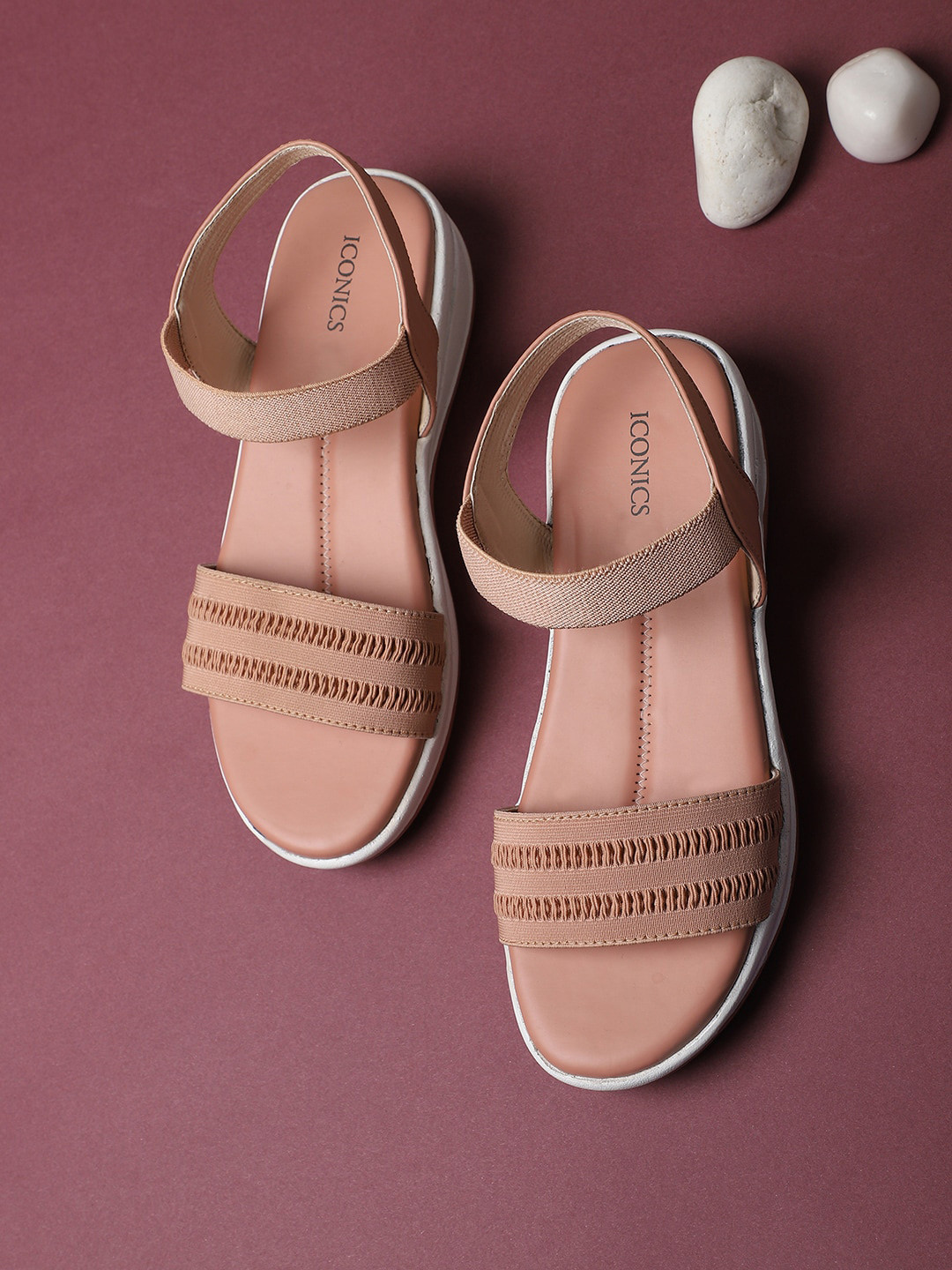 ICONICS Pink Embellished Wedge Sandals