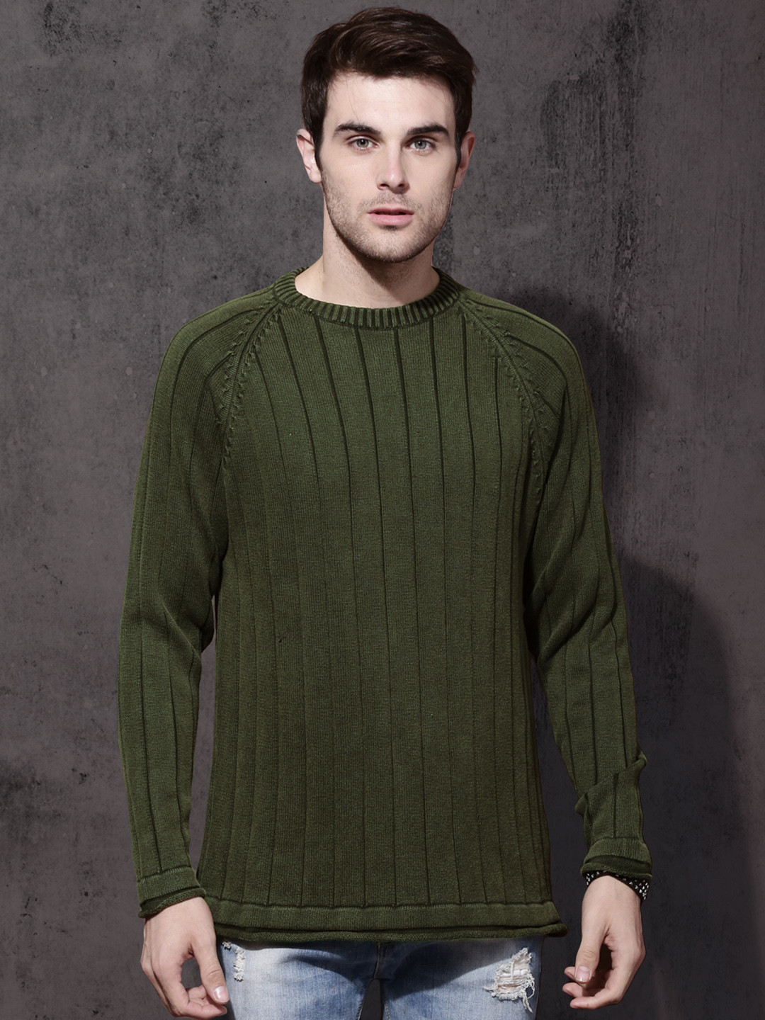 olive green mens sweater