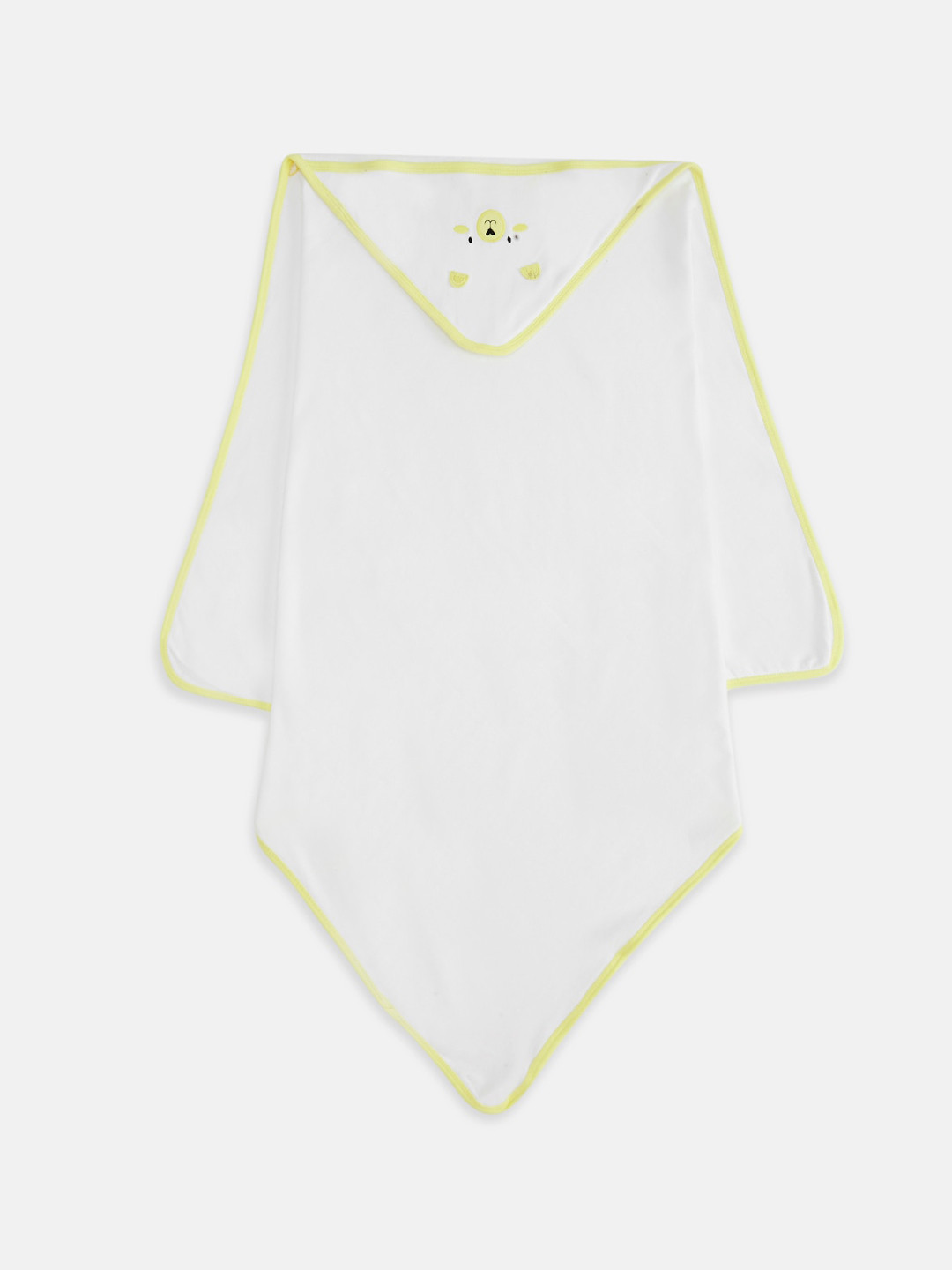 Pantaloons Baby Infant Girls White Solid Cotton Hooded Bath Towel