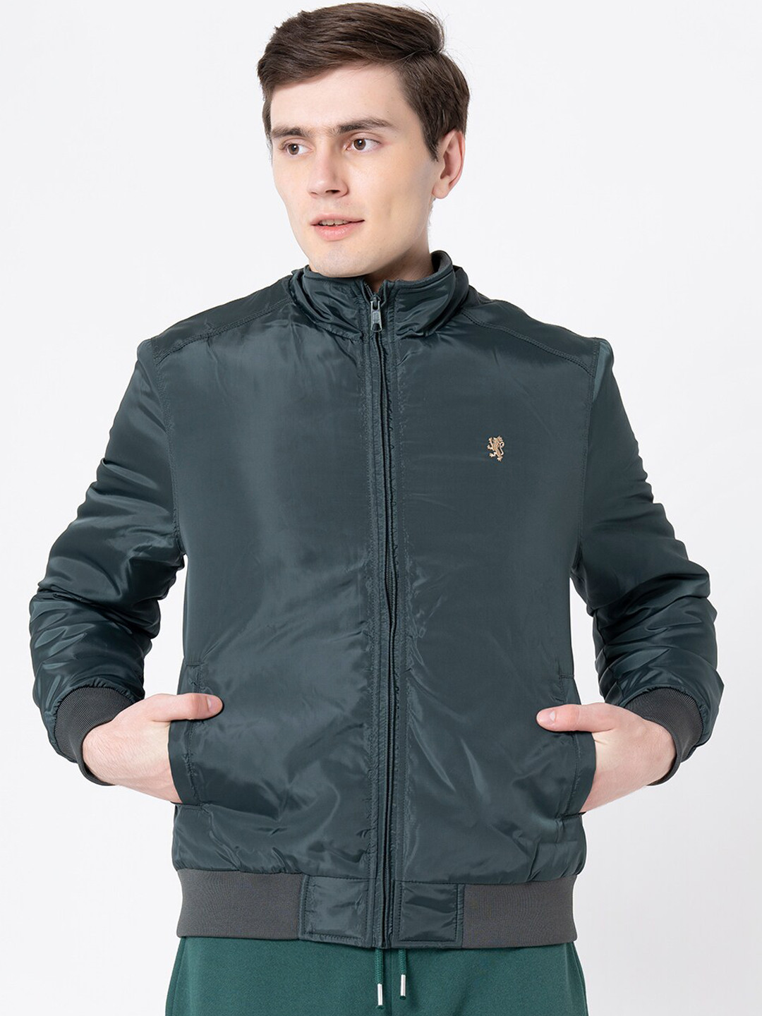 Red Tape Men Green Bomber Jacket