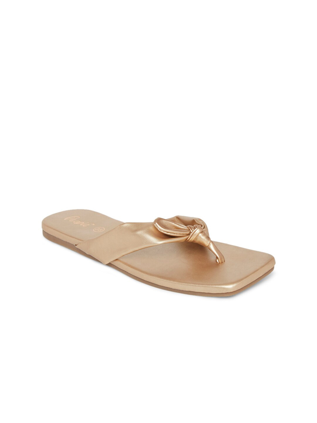 People Women Rose Gold T-Strap Flats