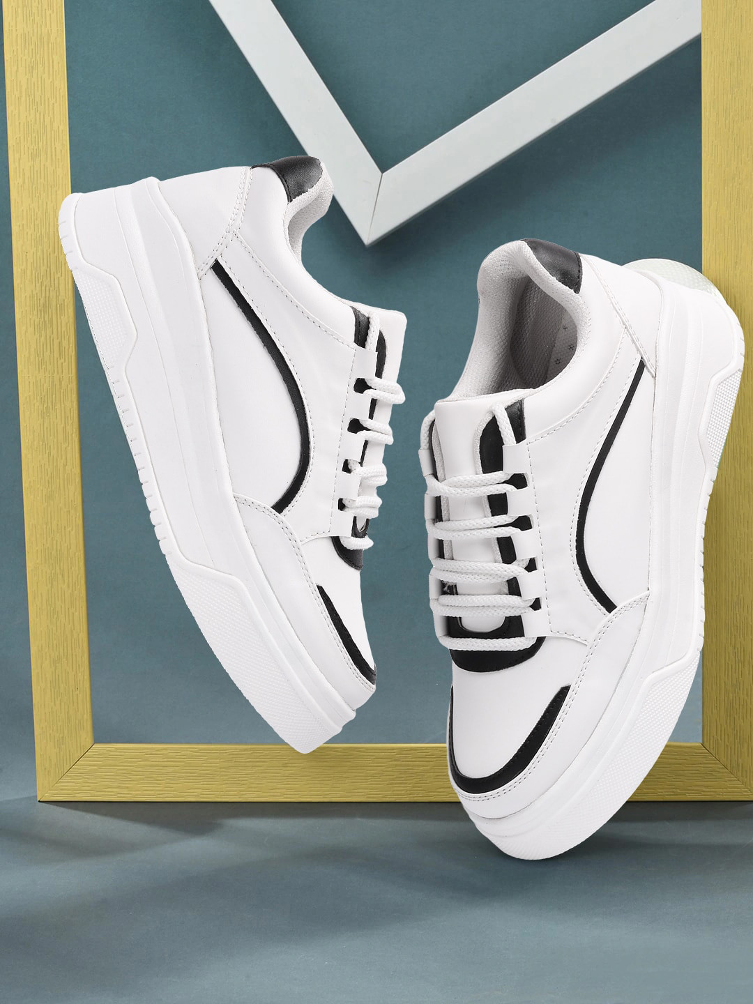 Bella Toes Women White Colourblocked Synthetic Leather Smart Casual Shoes