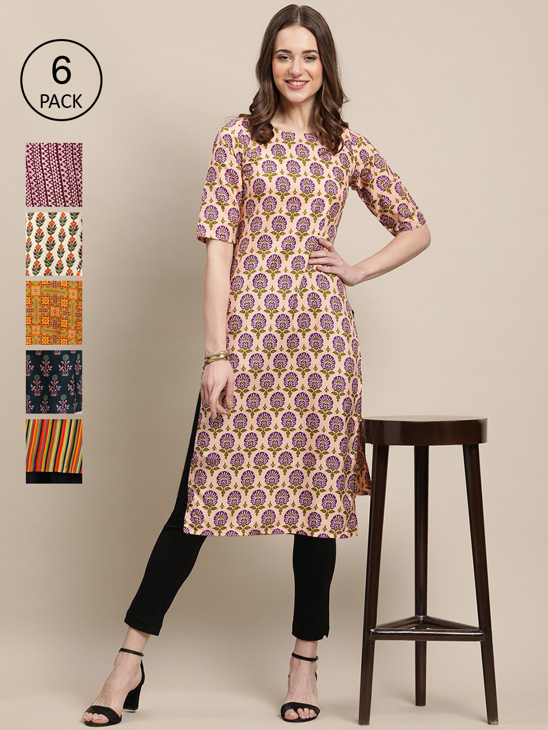 7Threads Women Multicoloured Geometric Mirror Work Summer Sheers Crepe Anarkali Kurta