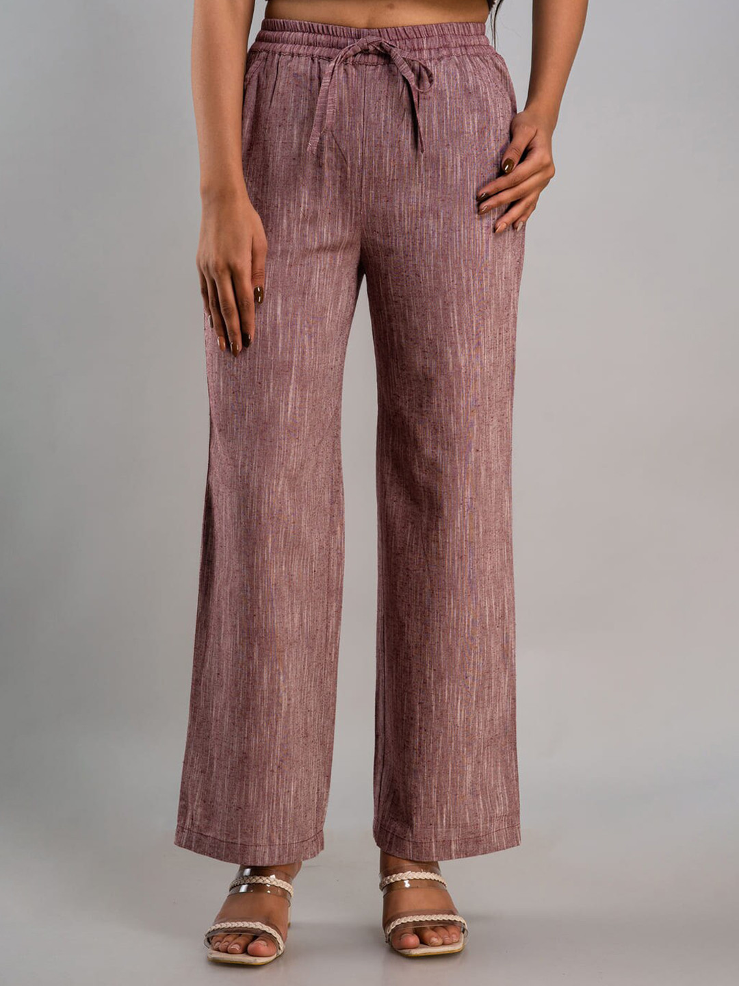 MAUKA Women Purple Cotton Palazzos