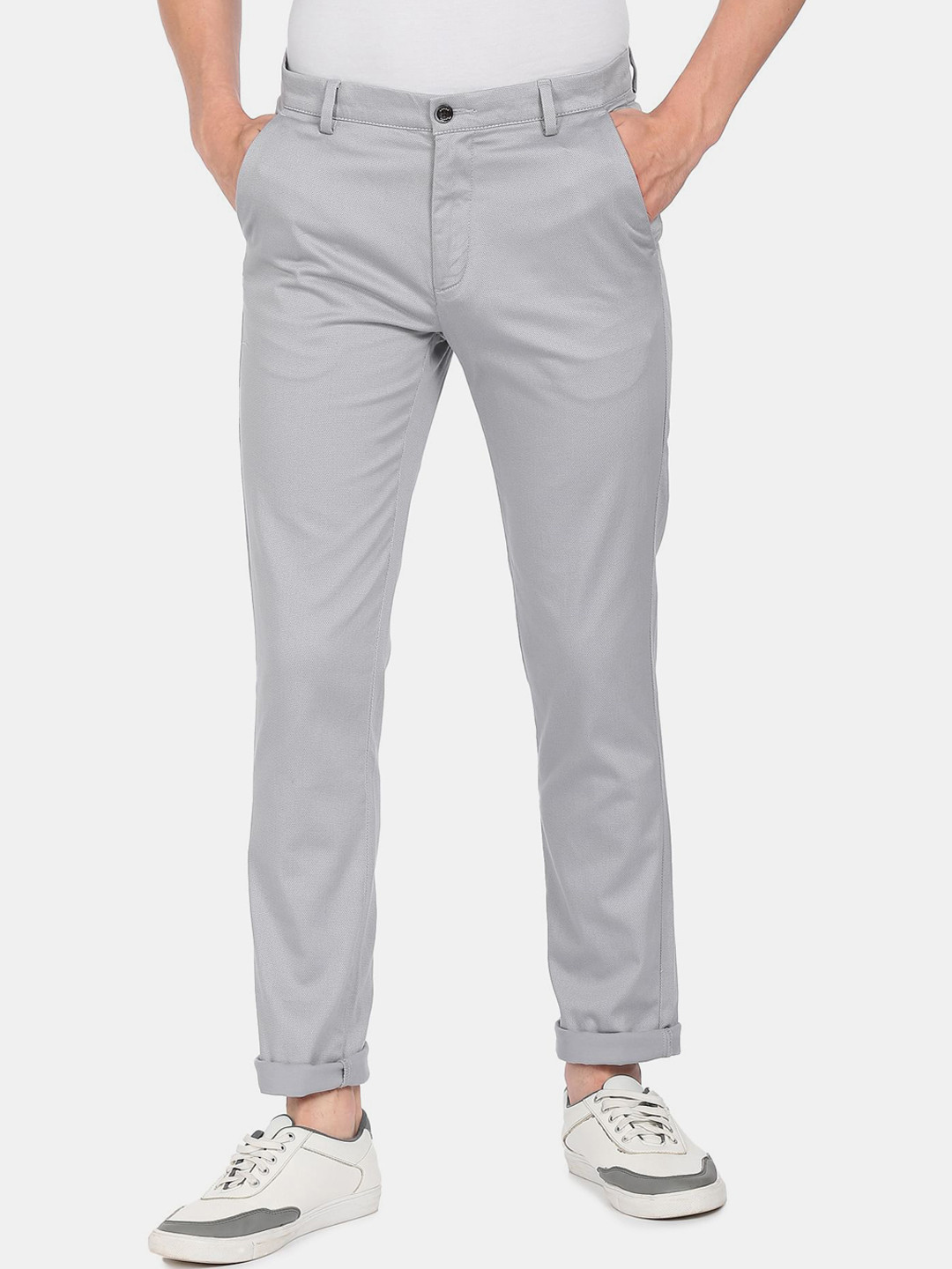 Arrow Sport Men Grey Skinny Fit Cotton Trousers