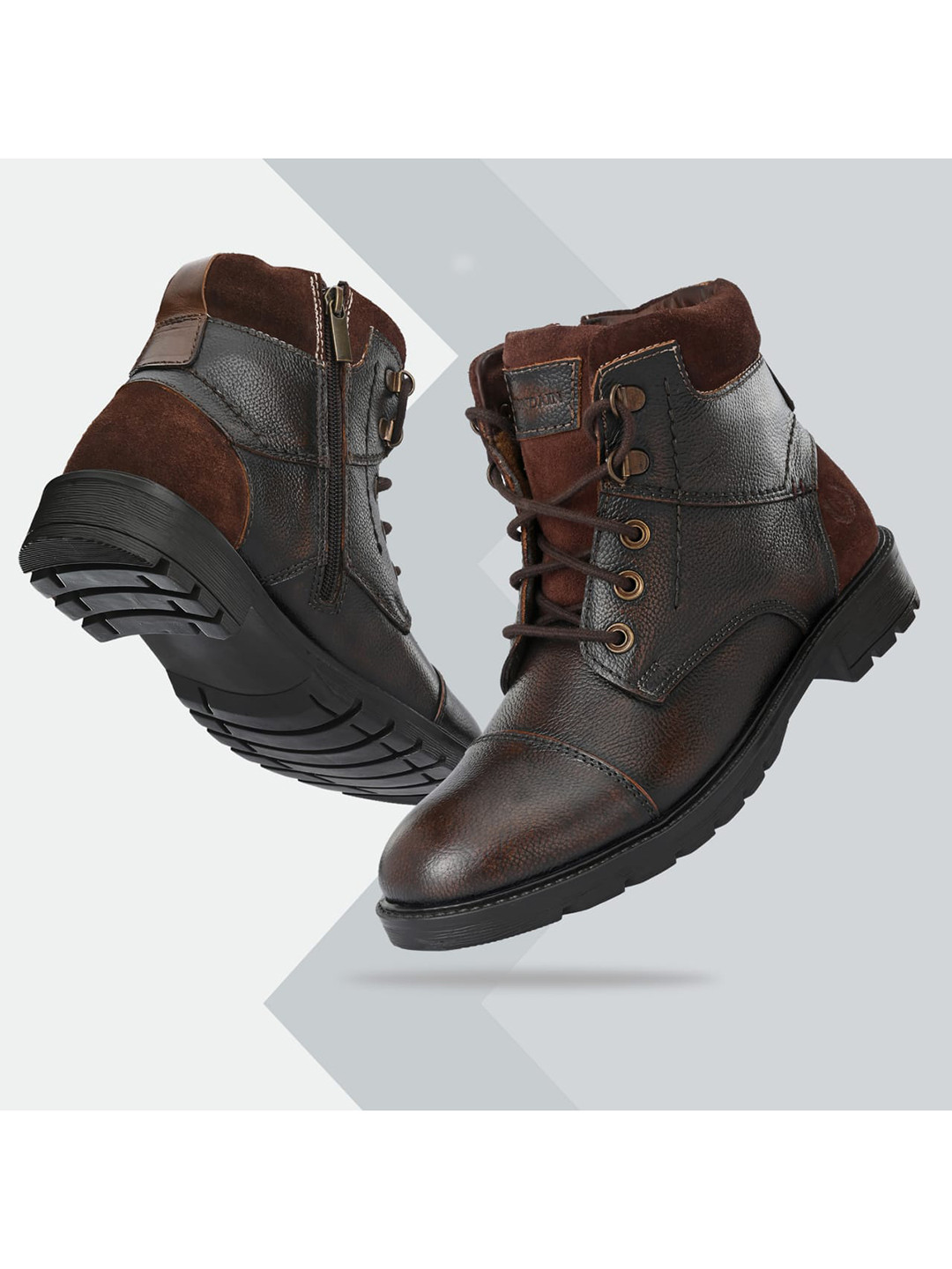 MONDAIN Men Brown Solid  Leather Boots