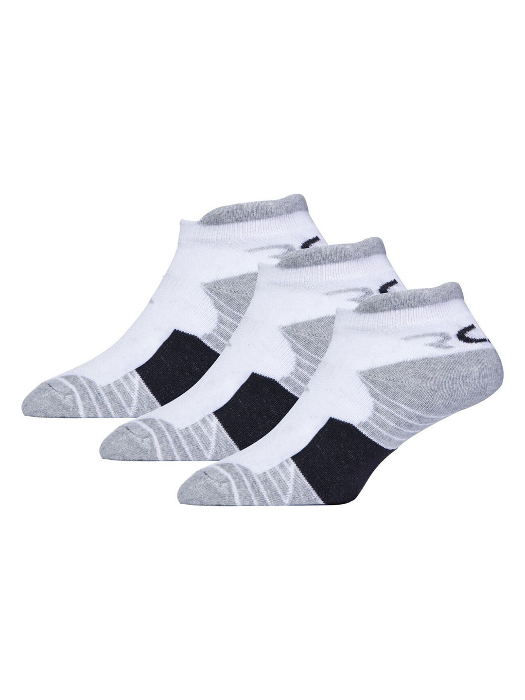RC. ROYAL CLASS Men White Pack Of 3 Organic Cotton Patterned Ankle-Length Sports Socks