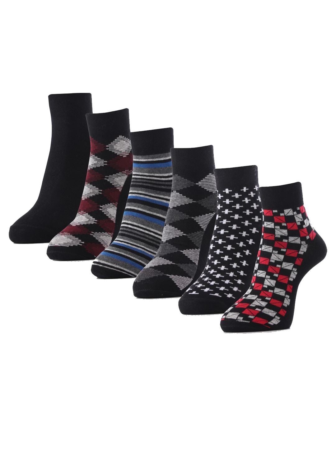 RC. ROYAL CLASS Men Pack Of 6 Patterned Ankle Length Socks
