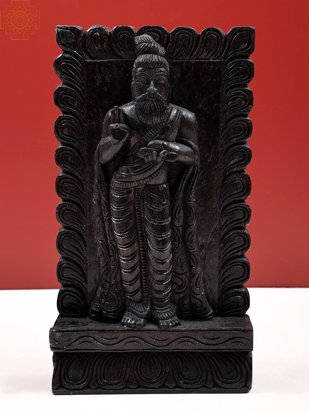 Exotic India Wood Matte Hanging Hall Spiritual Wall Decor-12In