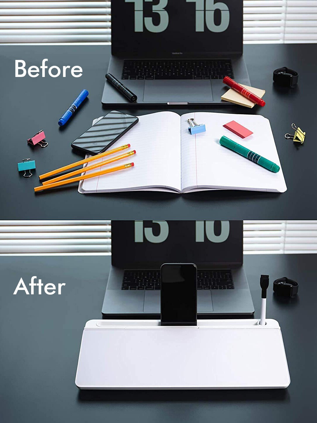 LIfeKrafts  White Solid Dry Erase Glass Desktop Board