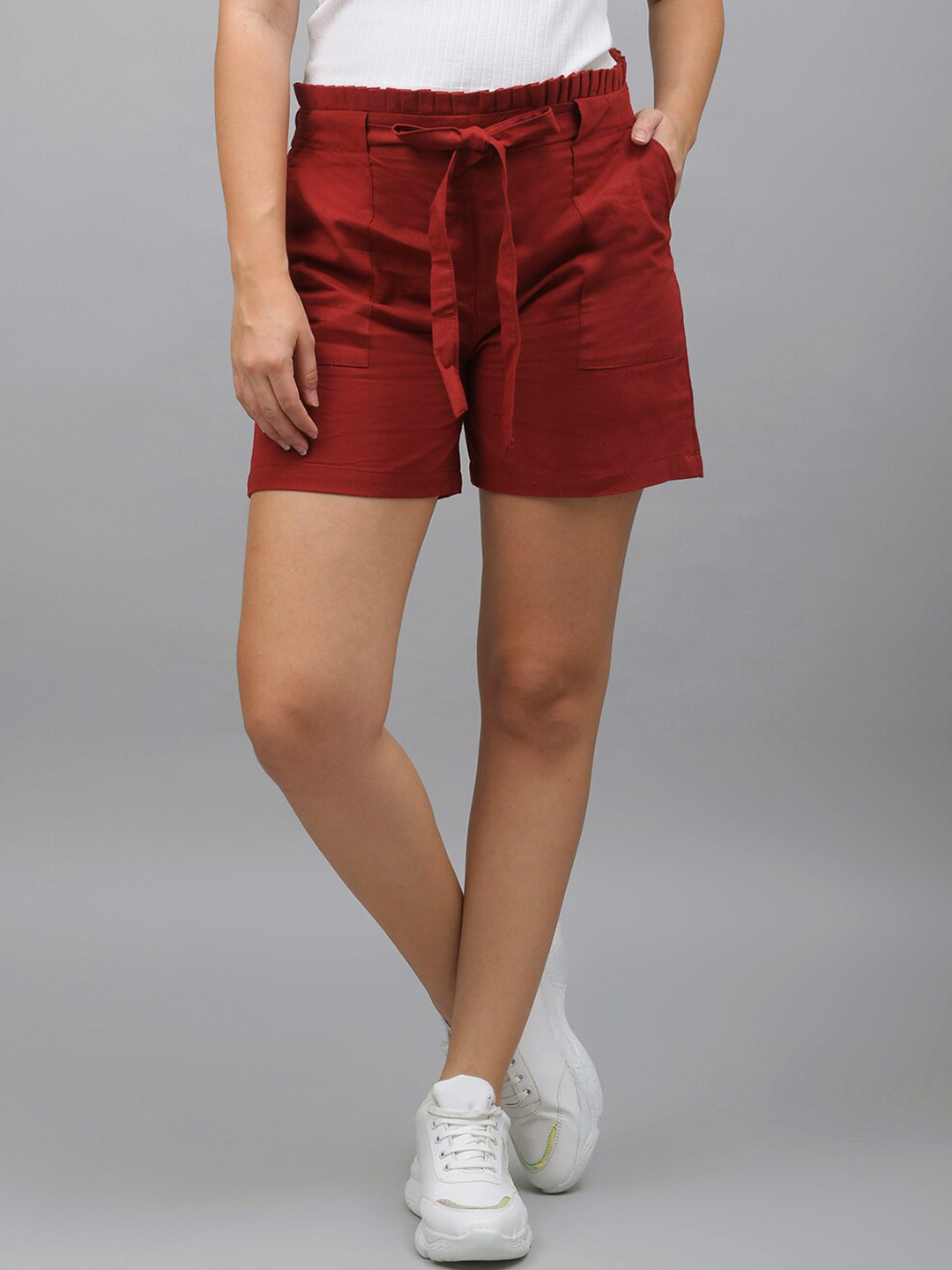 Me Craft Women Maroon Solid Shorts