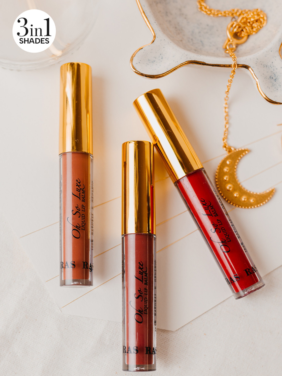 RAS LUXURY OILS Oh-So-Luxe Originals Tinted Liquid Lip Balm Trio Set - 3.2 ml each