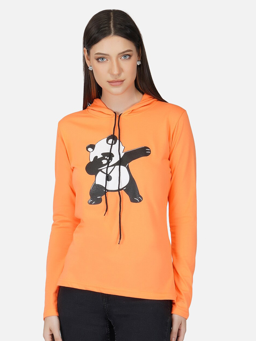 BASE 41 Women Orange Printed Slim Fit T-shirt