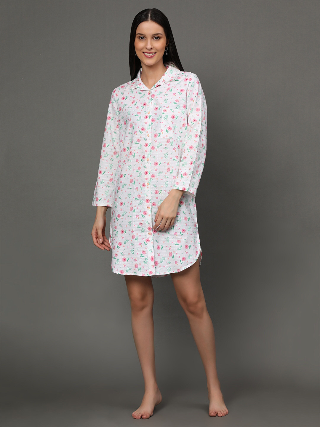 BStories White Printed Nightdress