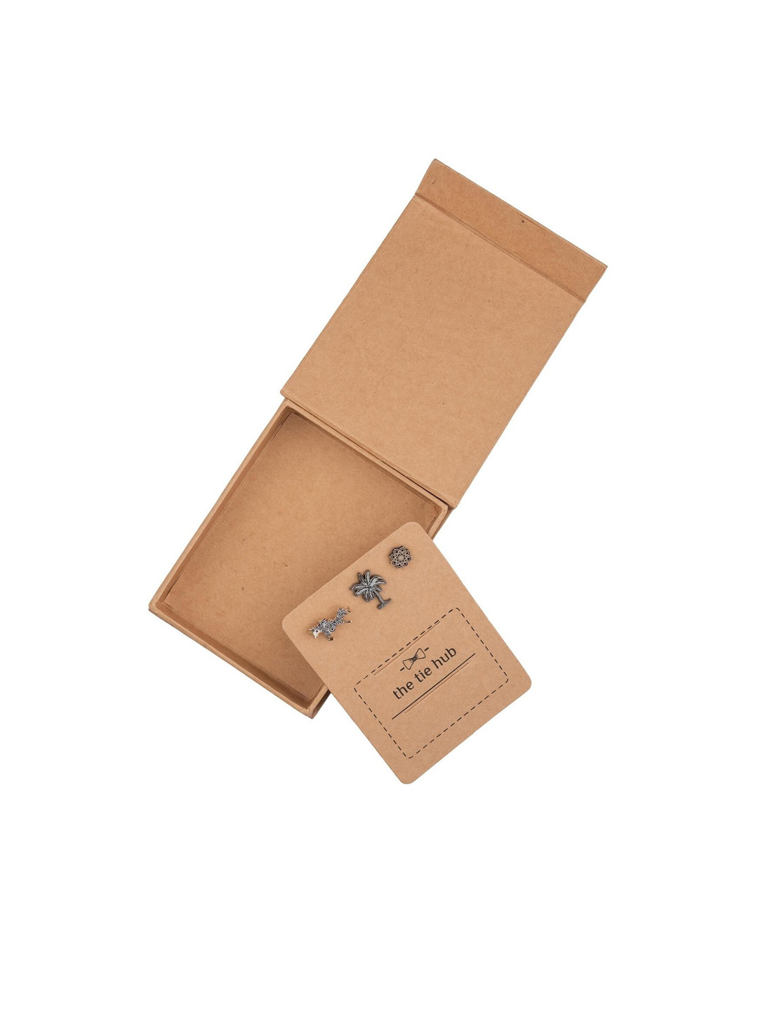 The Tie Hub Men Set Of 3 Silver-Toned Textured Accessory Gift Set