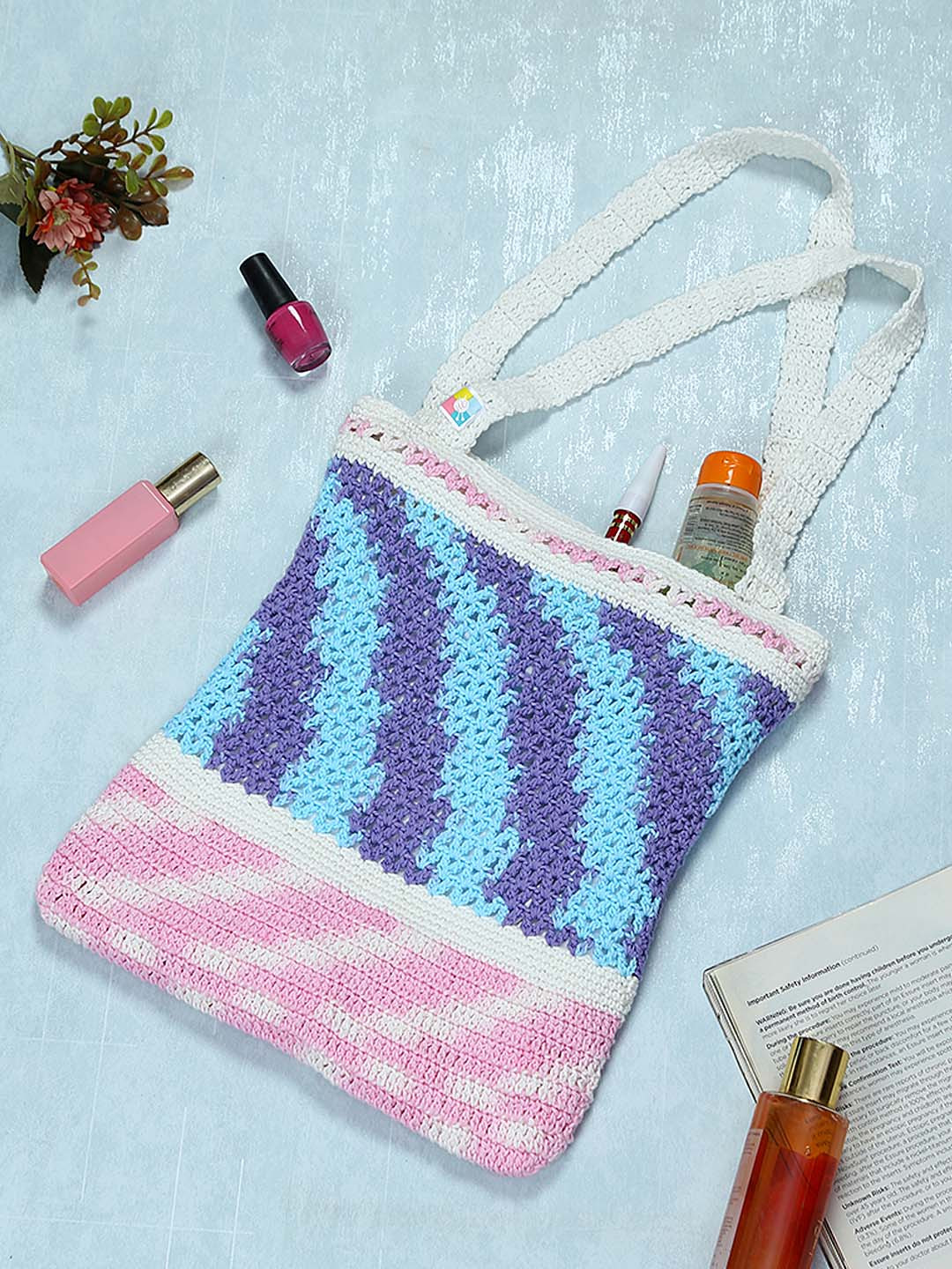 Magic Needles Purple & Pink Crochet Shopper Shoulder Bag