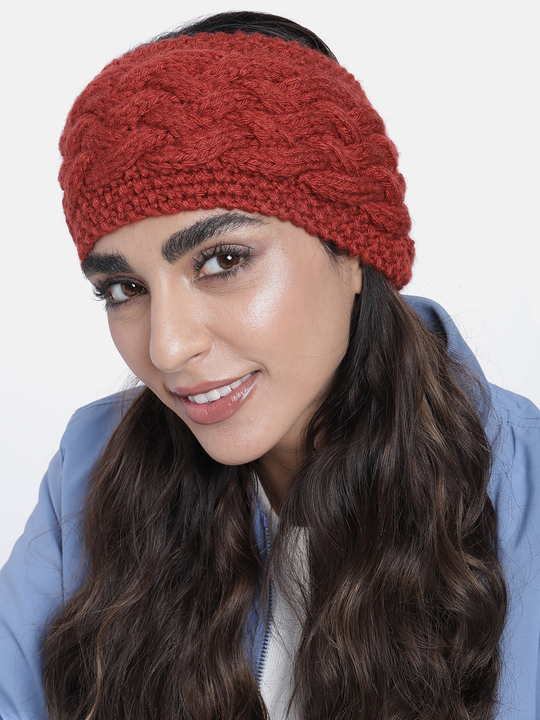 Magic Needles Men Red Criss Cross Knitted Headband