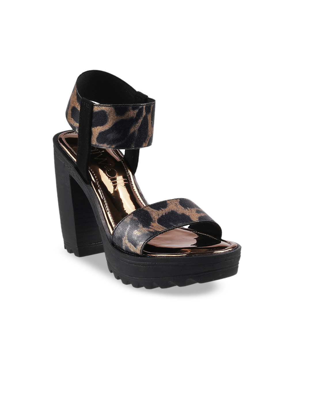 Catwalk Women's Bronze-Toned Printed Platform Sandals