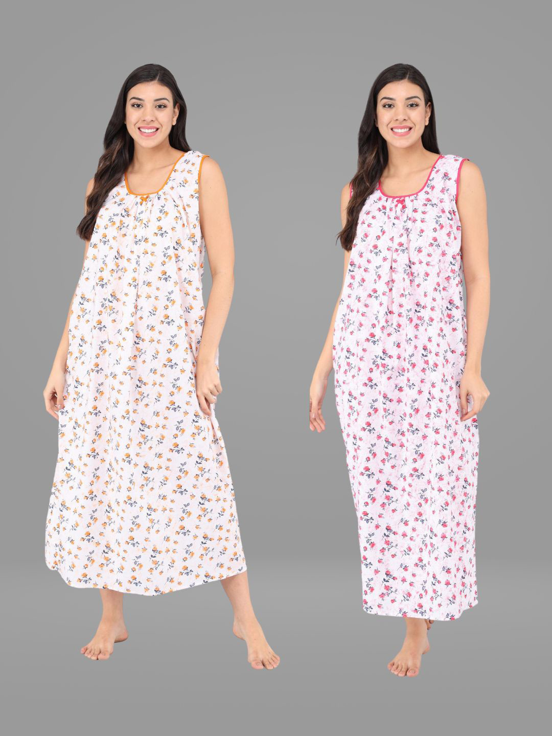 Shararat Orange Printed Maxi Nightdress