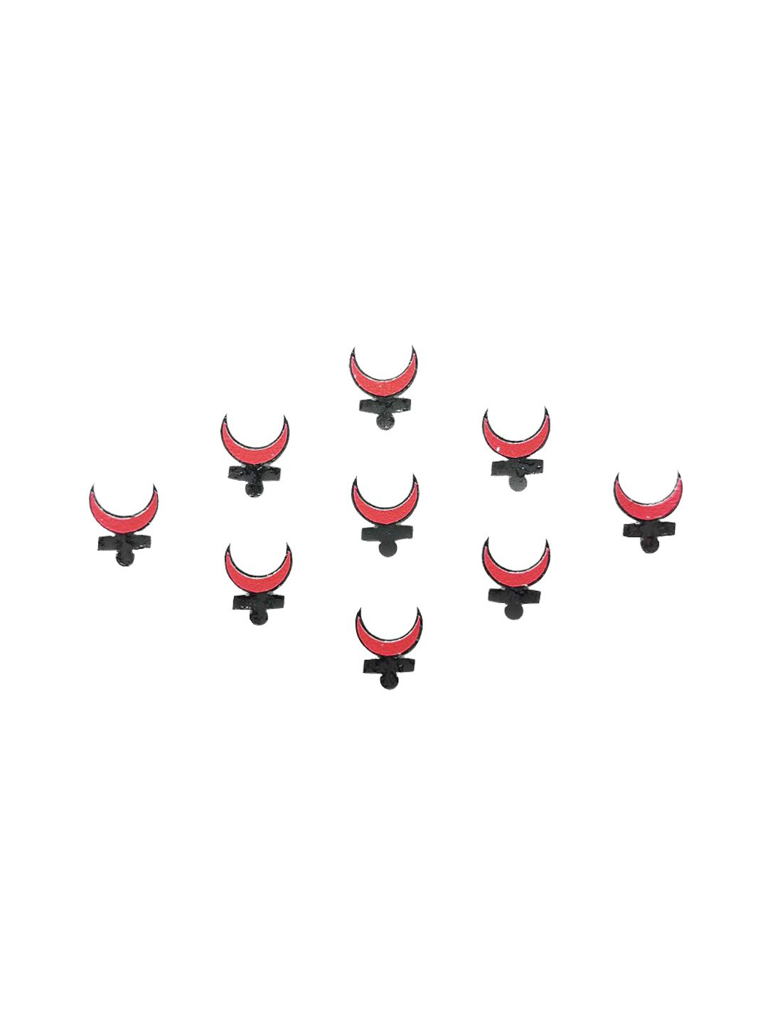 Comet Busters Maroon & Black Crescent Shaped Bindis - 9 Pcs