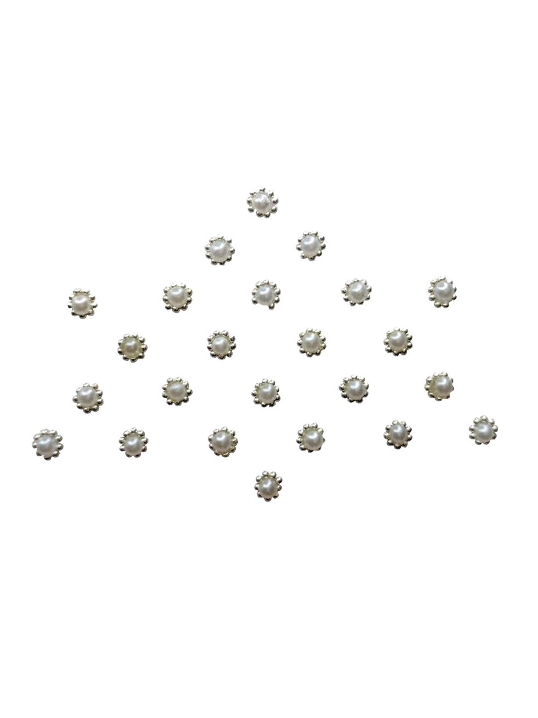Comet Busters White Stone Studded Round Shaped Bindis - 24 Pcs